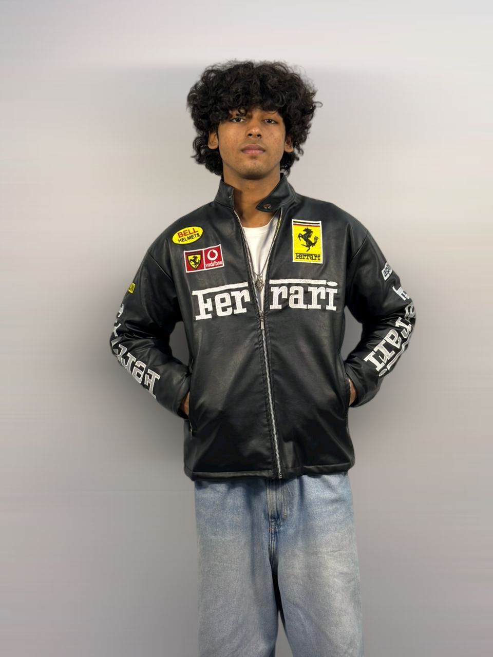F1 BLACK FERRARI UNISEX LEATHER JACKET