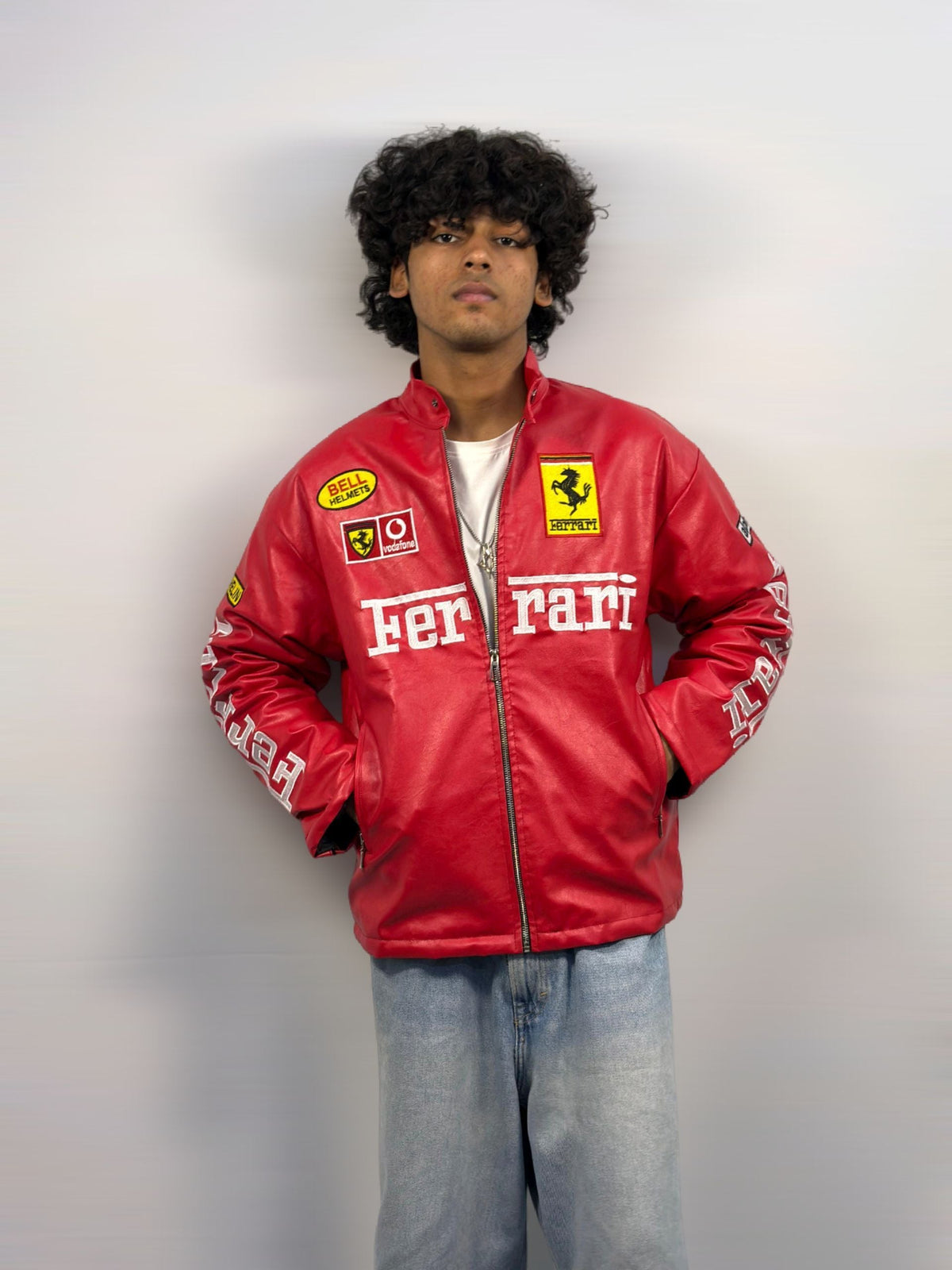 F1 RED FERRARI UNISEX LEATHER JACKET