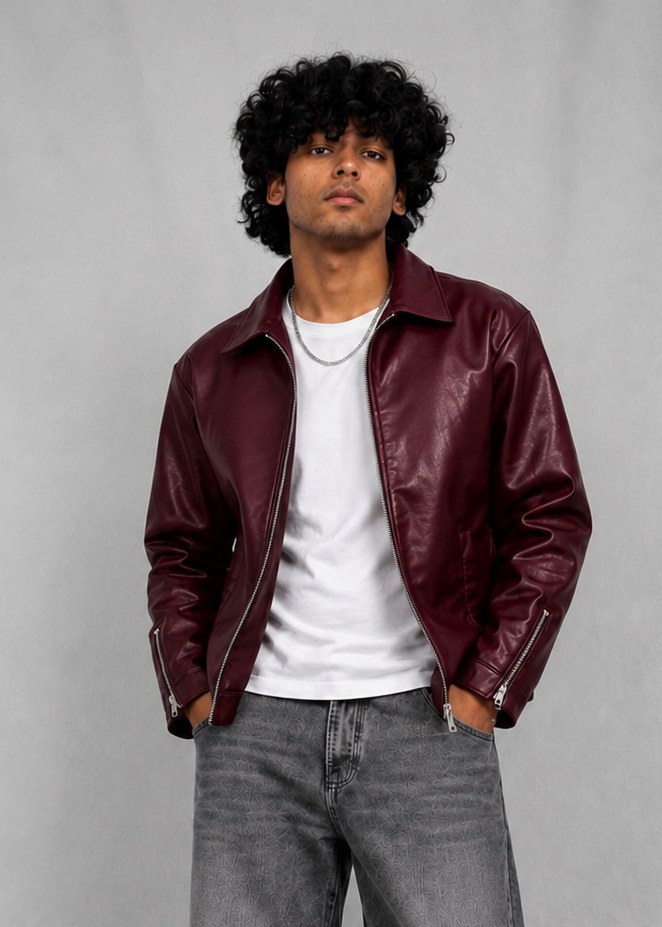 BOXY CROPPED FAUX LEATHER JACKETS