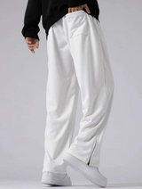White Trackpants with Zip at Bottom - Classic Aesthetic